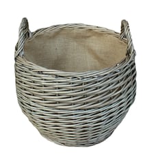 Small Antique Wash Stumpy Wicker Basket Brown