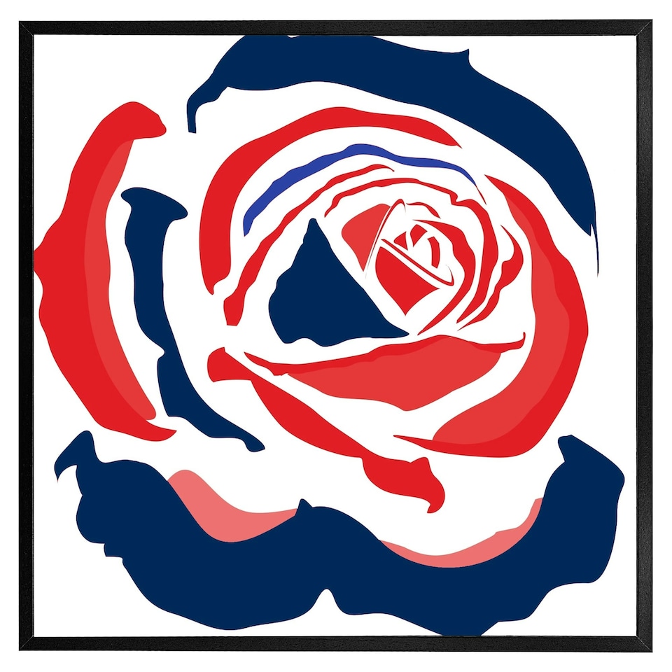 image 1 of Red & blue rose print (Picutre Frame) Brown | Oak | M