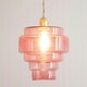 image 3 of ValueLights Lane Pink Glass 5 Tier Layered Easy Fit Ceiling Pendant Lamp Shade with LED Bulb Pink