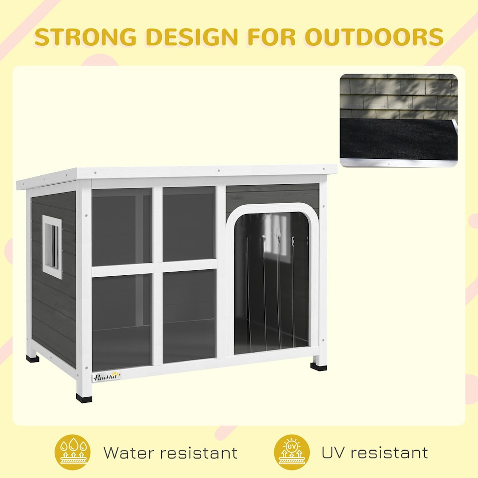 image 1 of PawHut Outdoor Wooden Dog Kennel w/ Openable Top, 90 x 62 x 71cm