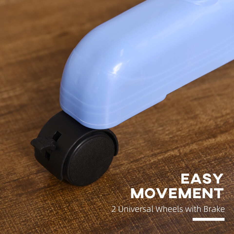 image 1 of HOMCOM 4-Tier Clothes Airer, Foldable Clothes Drying Rack with Wheels and Wings, Steel Garment Laundry Rack for Indoor and Outdoor Use, Blue