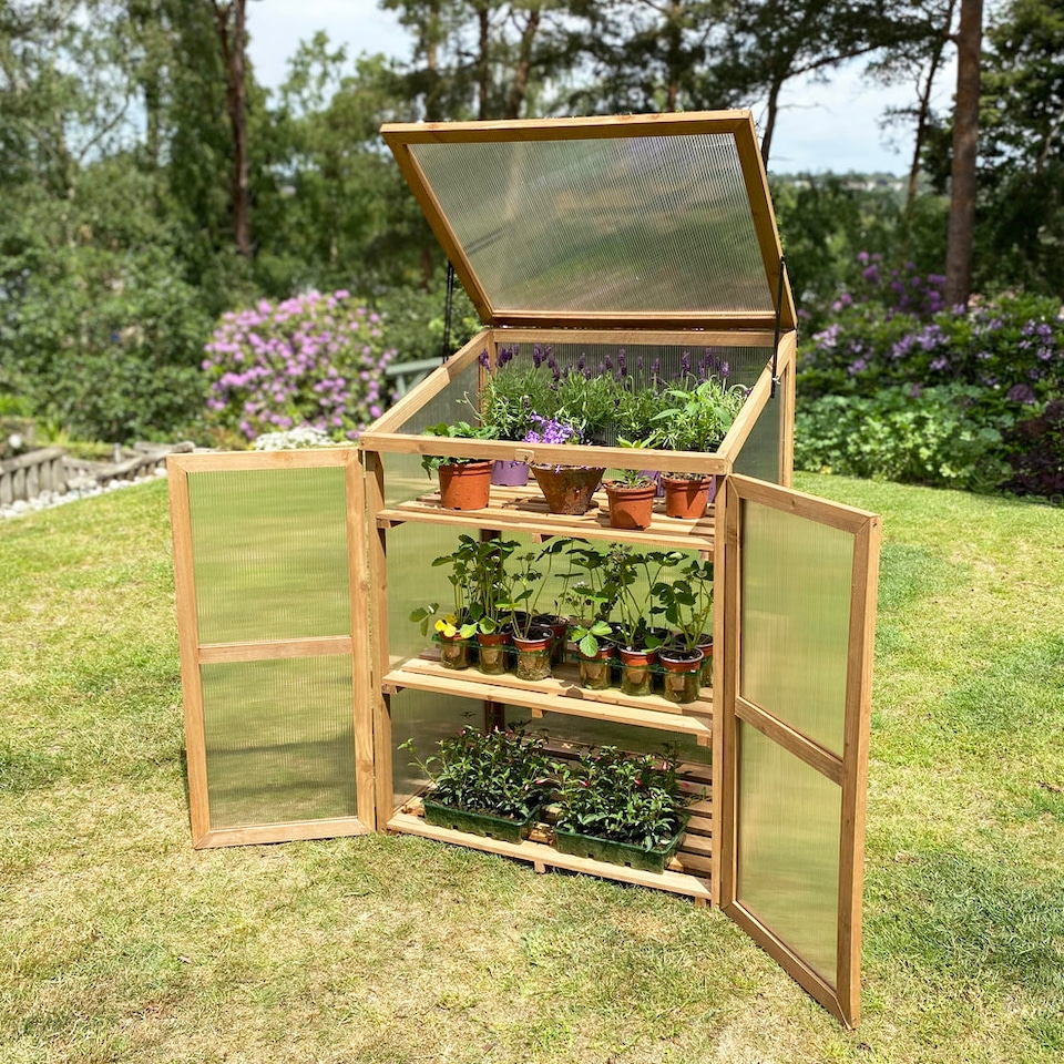 image 1 of Wooden Framed Polycarbonate Growhouse Mini Greenhouse