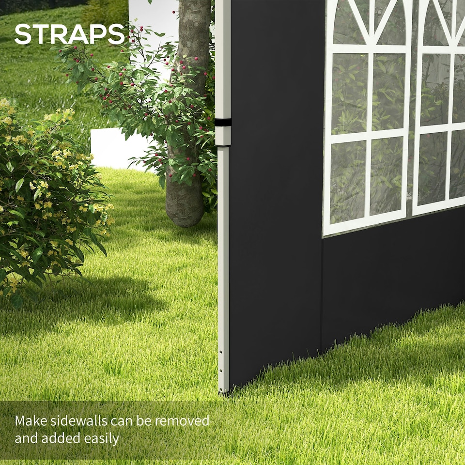 image 1 of Outsunny Gazebo Side Panels for 3x3(m) or 3x4m Pop Up Gazebo, 2 Pack, Black