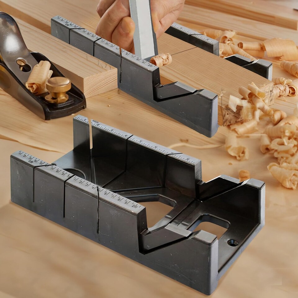 image 1 of 12" Mitre Saw Box Clamp Angle Clamping Sawing Block Cut Multiple Angle