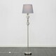 image 1 of ValueLights Pembroke Brushed Silver Floor Lamp with Medium Grey Tapered Shade and LED Bulb Grey