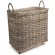 image 1 of Large Wheeled Rattan Hessian Lined Log Basket