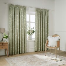 Wylder Bella Floral Sage Pencil Pleat Curtains 229 x 183cm Green | Sage Green