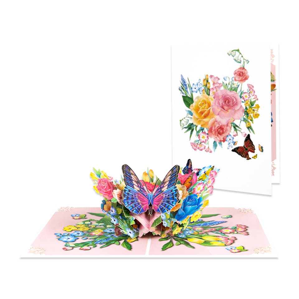 image 1 of Wings of Joy Butterfly & Flower 3D Pop Up Greeting Card