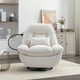 image 3 of Fallon Boucle Fabric Swivel Based Recliner Chair - Cream