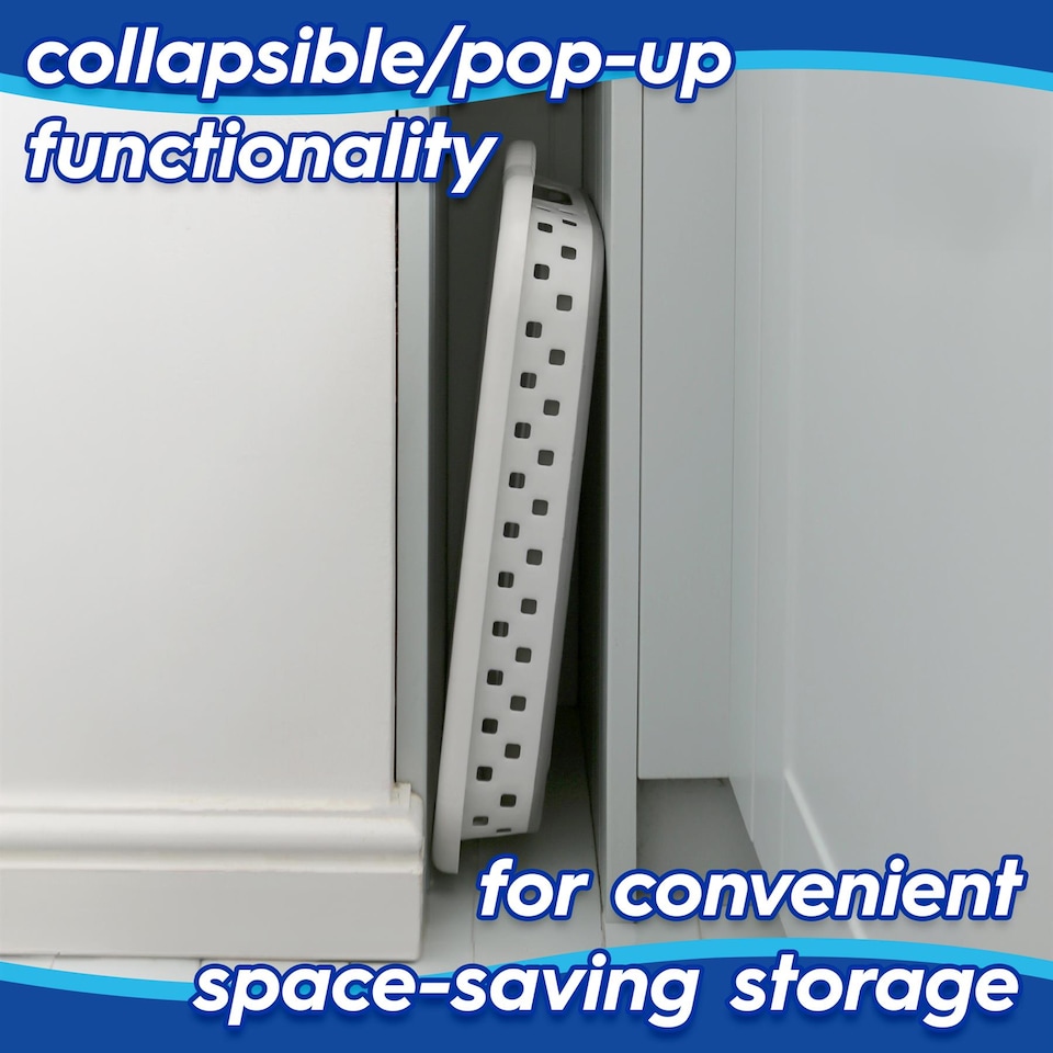 image 1 of Harbour Housewares Collapsible Laundry Basket - 42L - White/Grey | White | White/Grey