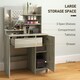 image 3 of HOMCOM Dressing Table with Mirror and Stool, Makeup Desk for Bedroom Brown | White