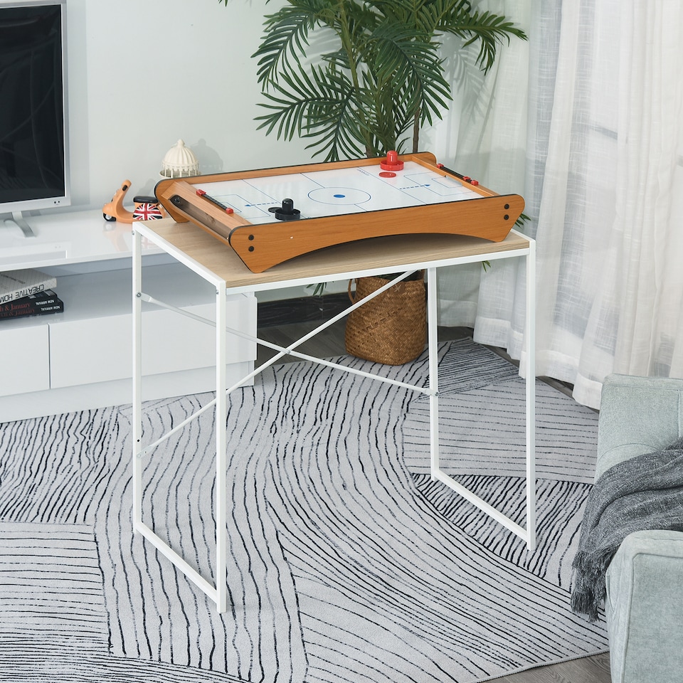 image 1 of HOMCOM 2.5FT Tabletop Air Hockey Game Table Wooden Portable Party Gaming Toy for Kids Children Adult