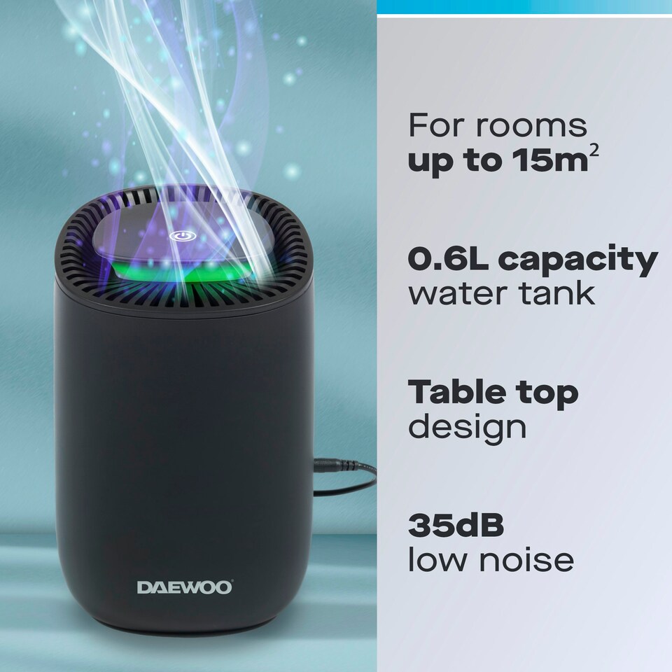 image 1 of Daewoo 600ml Mini Dehumidifier, Quiet, Auto Shut-Off, Low Energy