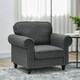 image 2 of HOMCOM Mid-Century Armchair Upholstered Accent Chair w/ Wood Frame, Grey