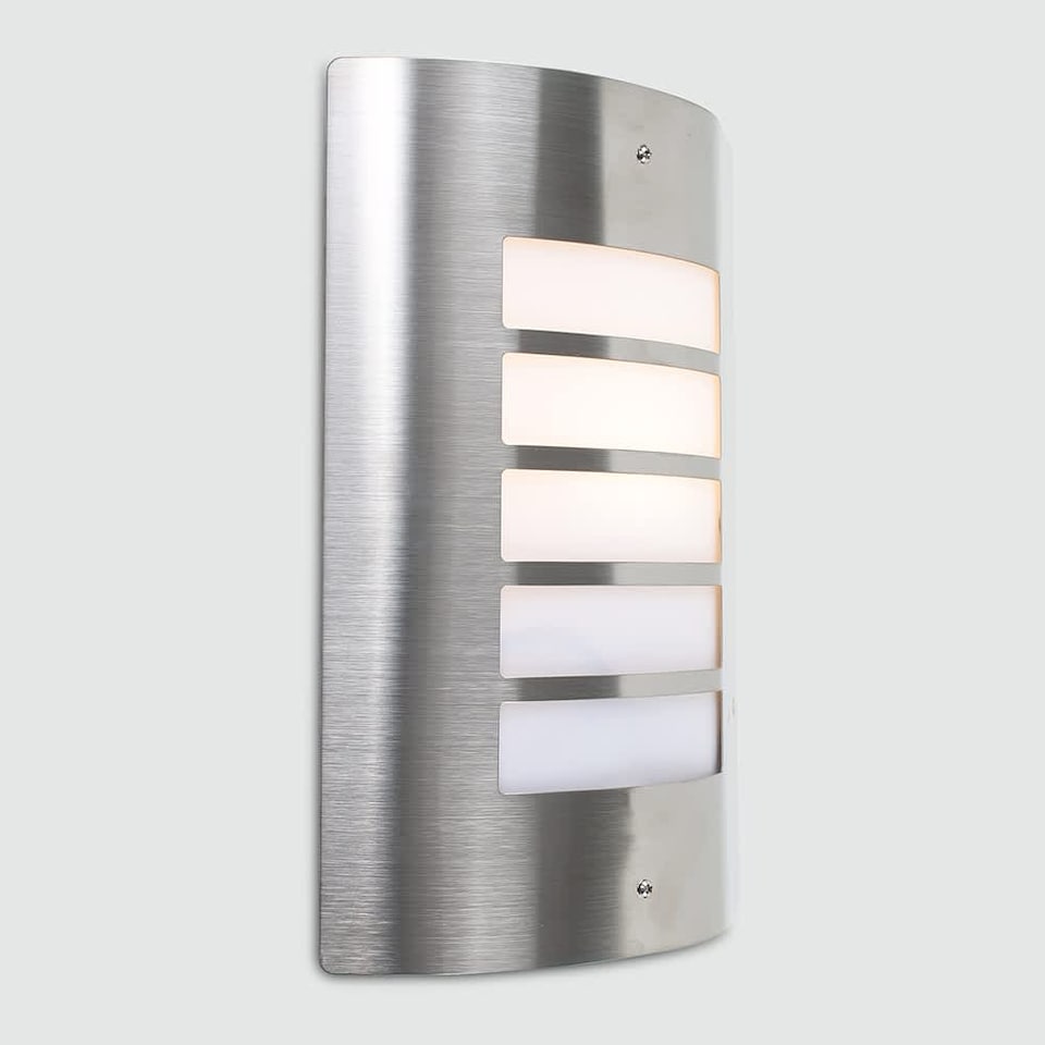 image 1 of ValueLights Medlock Bulkhead light Brushed Silver Bulkhead Light and Cool White Bulb