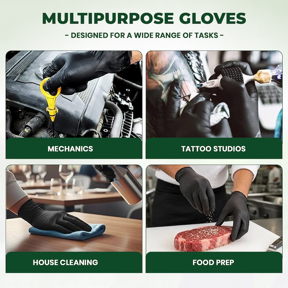 image 1 of ECONX Black Disposable Nitrile Gloves Powder Free Latex Free Medium Size Food Safe Cleaning Medical Multi Purpose Use x 1000pk