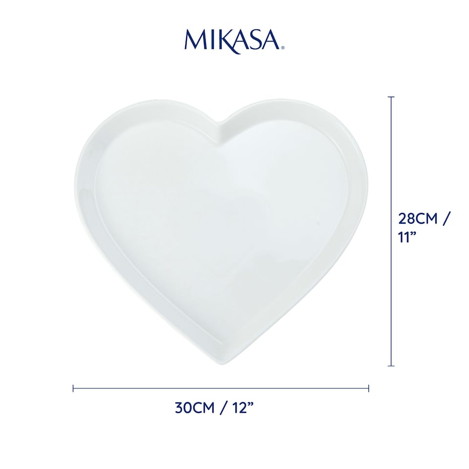 image 1 of Mikasa Serving Platter White Porcelain Heart Shaped 30cm