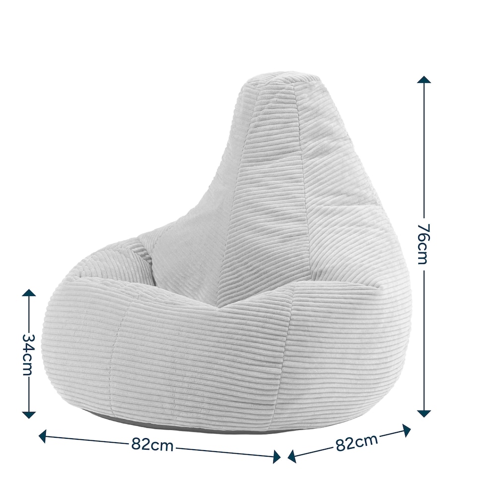 image 1 of icon Gaming Bean Bag Recliner Jumbo Cord Grey