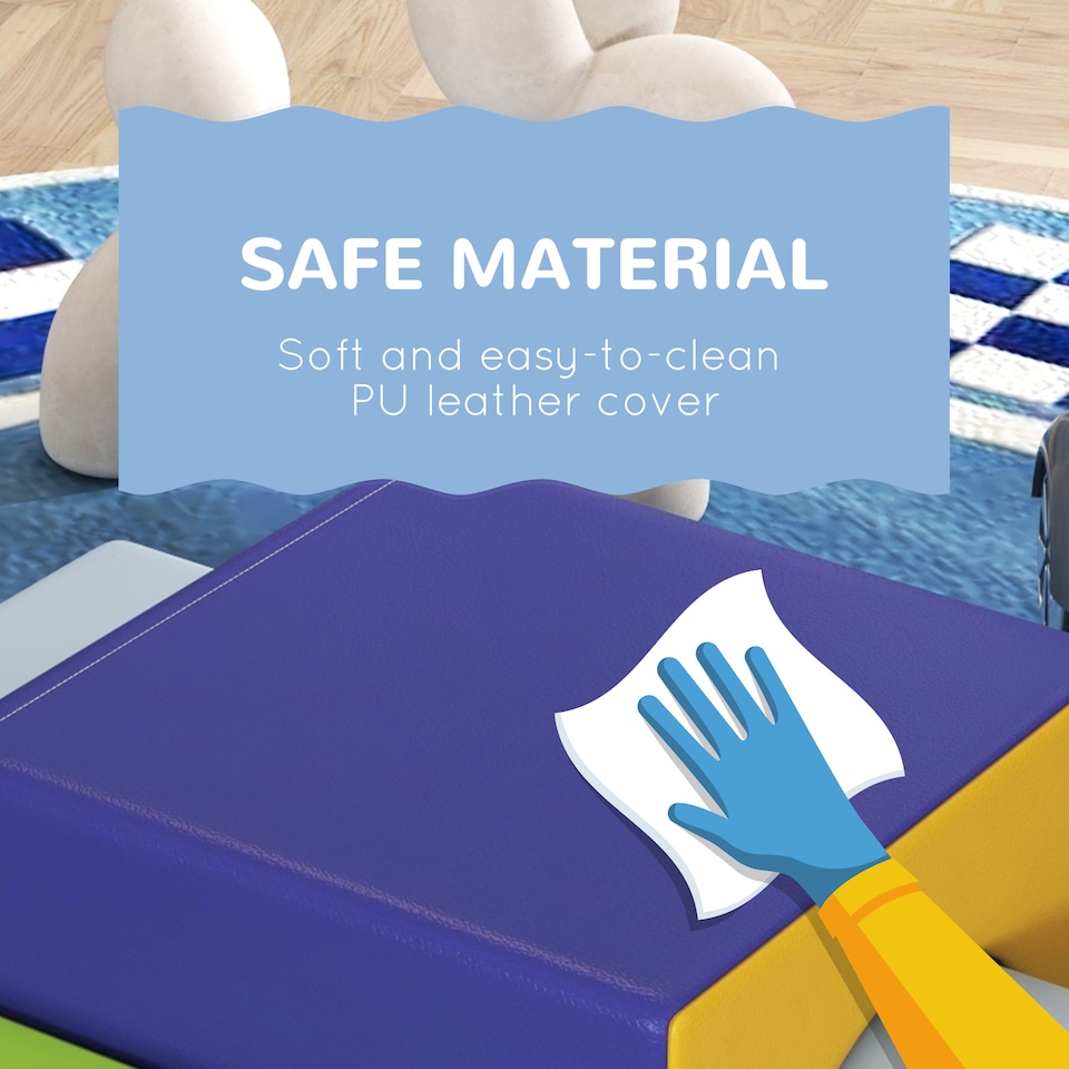 image 1 of HOMCOM 4-Piece Soft Play Set, Baby Foam Block, For Ages 1-3 Years, Blue