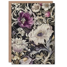 Anemone Flowers Filigree White Purple Design Her Birthday Card