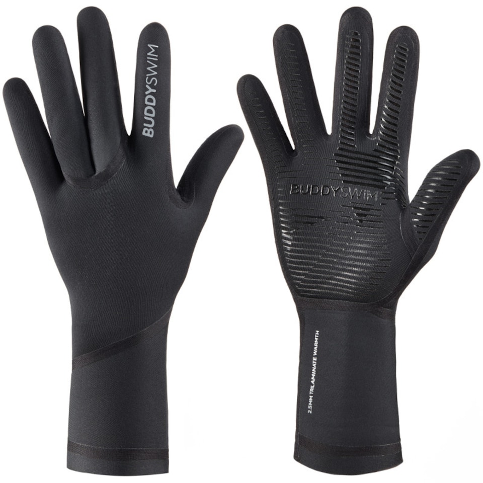 image 1 of Buddyswim Neoprene Swim Gloves Trilaminate Warmth 2.5mm Black | Black | X-Large