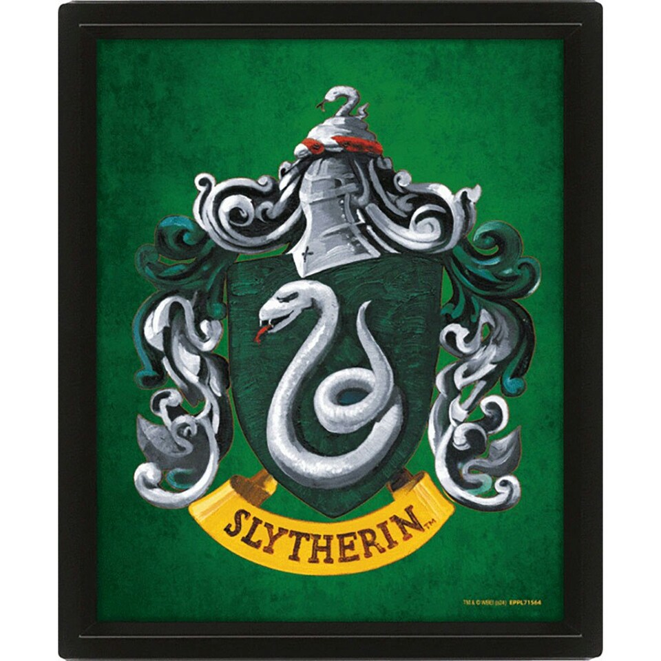 image 1 of Harry Potter Slytherin 3D Framed Picture - Green/Silver/Gold - 25cm x 20cm