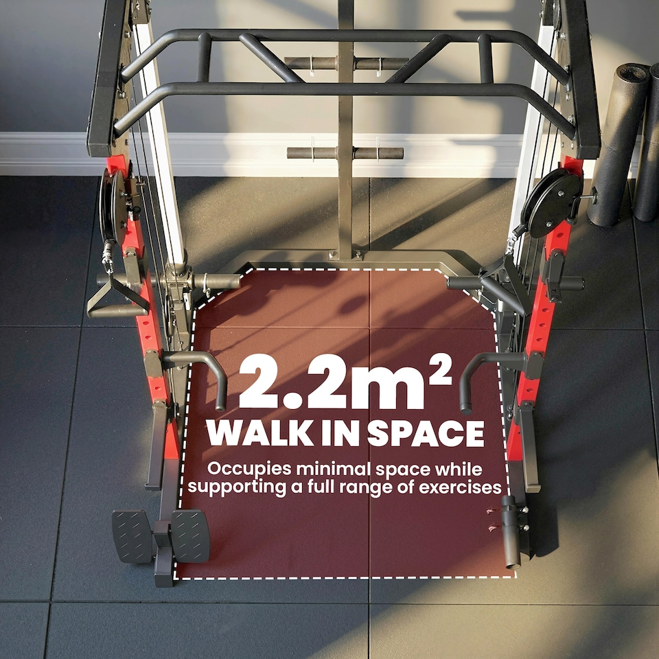 image 1 of SPORTNOW Power Cage Power Rack with Adjustable Cable Pulley System Landmine