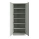image 2 of Classic Square Panel Light Grey Double Wardrobe with Shelves Grey