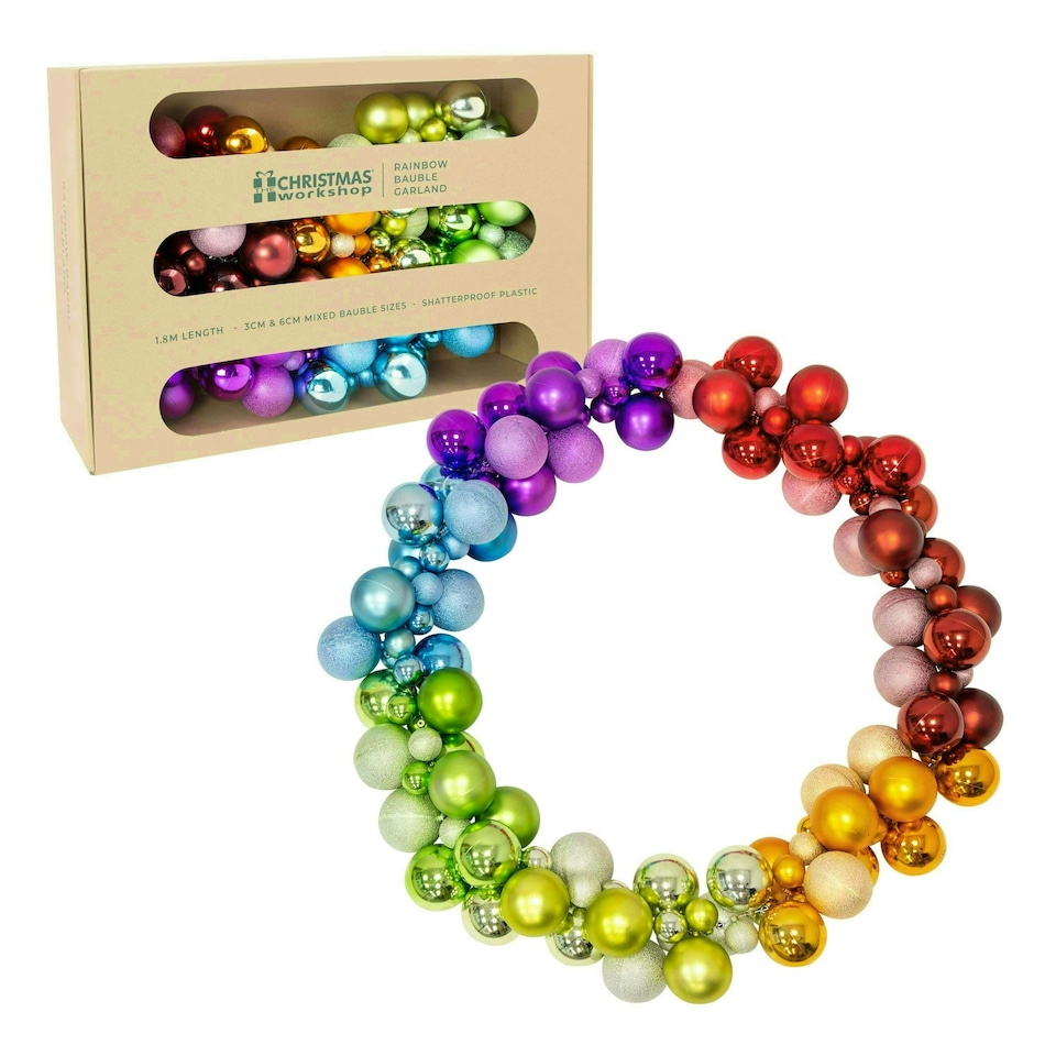 image 1 of The Christmas Workshop 72889 1.8m Rainbow Bauble Garland