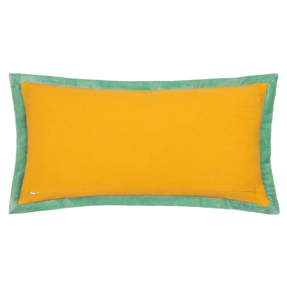 image 1 of Paoletti Embroidered Cushion, Ochre/Marine, 30 x 60cm