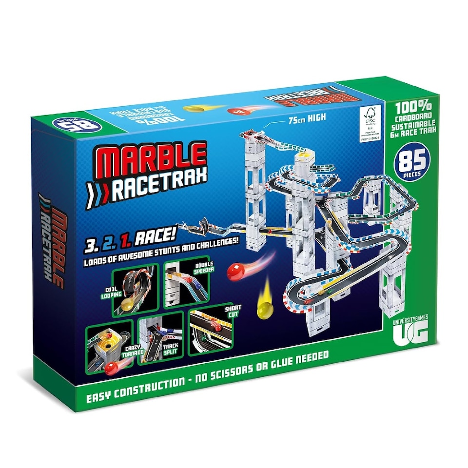 image 1 of University Games Marble Racetrax 85 Piece Set