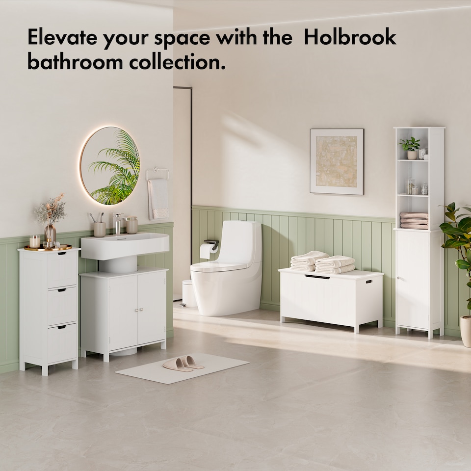 image 1 of Vonhaus Holbrook Bathroom Storage Drawers with 3 Drawers Freestanding