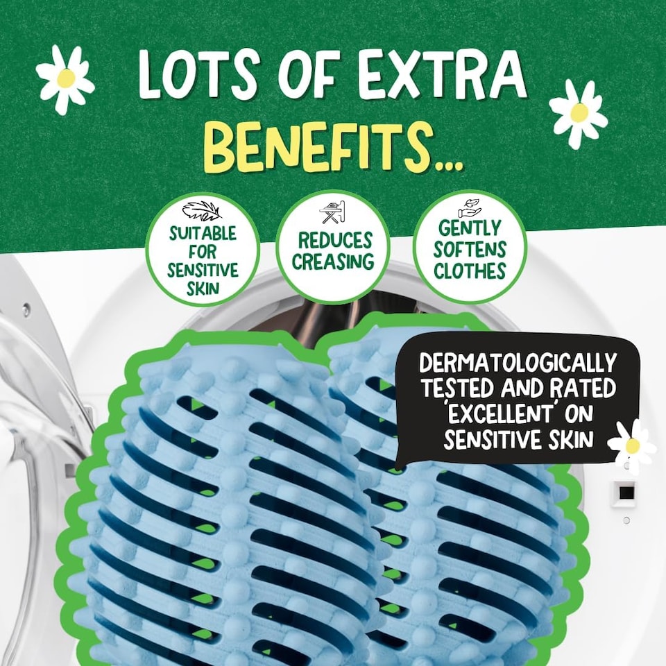 image 1 of Ecoegg Dryer Balls | Fresh Linen | Reduces Drying Time | Tumble Dryer Balls Replacement | Freshens and Softens Clothes | Hypoallergenic | 2 Eggs | Scent Boosters