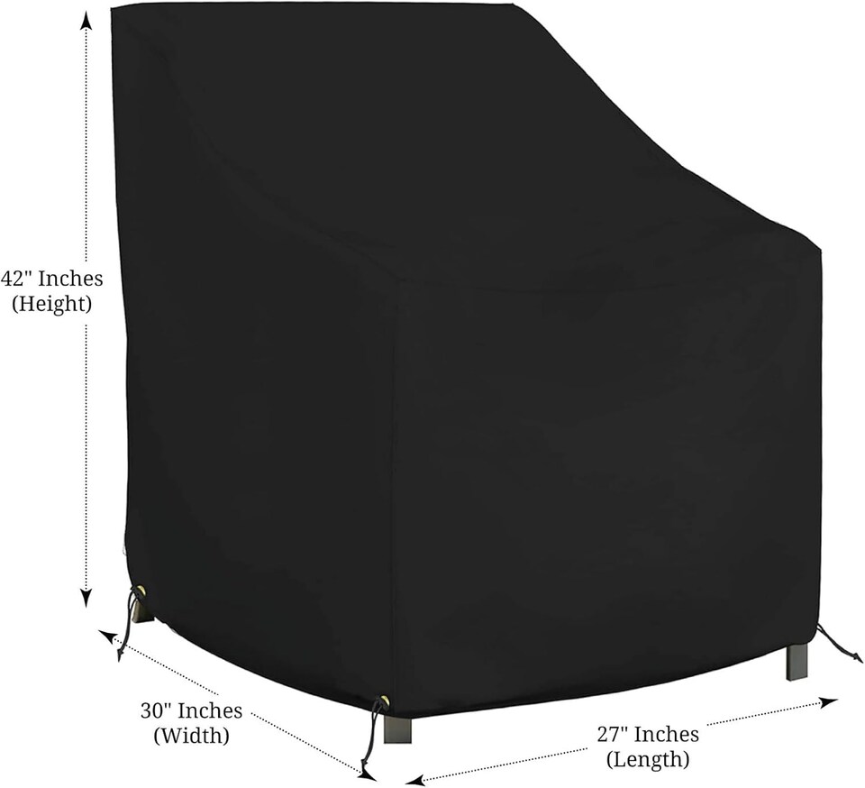 image 1 of Covers&All Outdoor Chair Covers, 12 Oz Waterproof & UV-Resistant Cover Max Fabric, Suitable for Indoors / Outdoors, 42 in H x 30 in D x 27 in W, Black