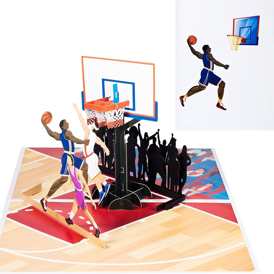 image 1 of Basketball Players 3D Pop Up Greeting Card