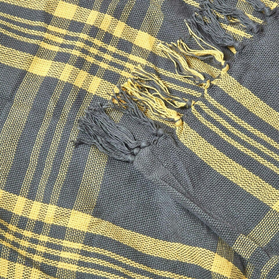image 1 of Homescapes Grey and Yellow Tartan Check Sofa and Bed Throw - 150 x 200 cm | Grey | 1