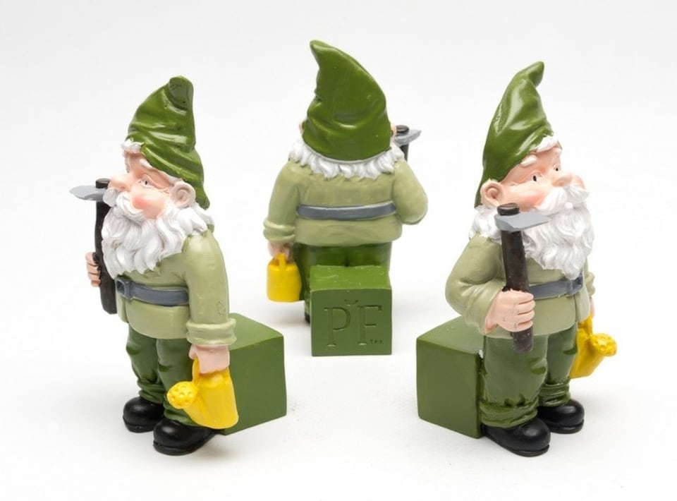 image 1 of Standing Gnome With Watering Can Plant Pot Feet - Set of 3 - L5 x W5.5 x H12 cm | Green