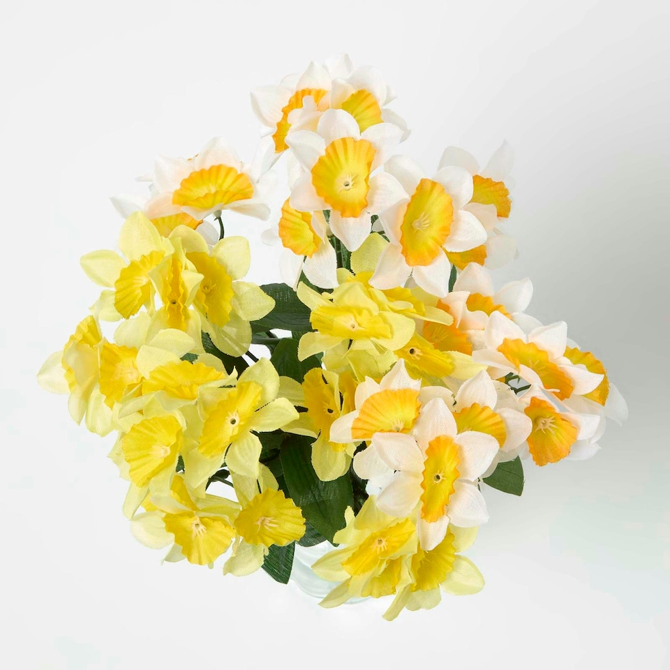 image 1 of Homescapes Set of 2 Yellow and White Daffodil Spray Single Stems