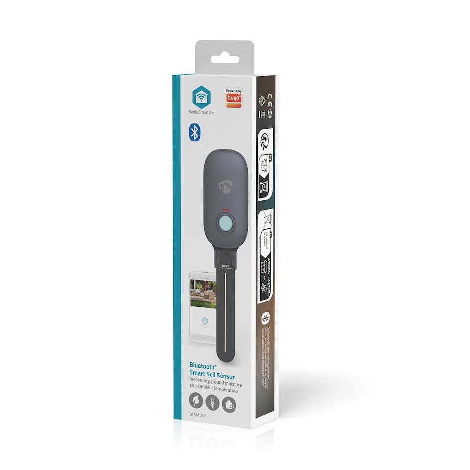 image 1 of Smartlife Soil Moisture Meter, Bluetooth Smart Sensor for Soil Moisture and Ambient Temperature Monitoring, Compatible with Smartlife App - Indoor/Outdoor Use - Grey