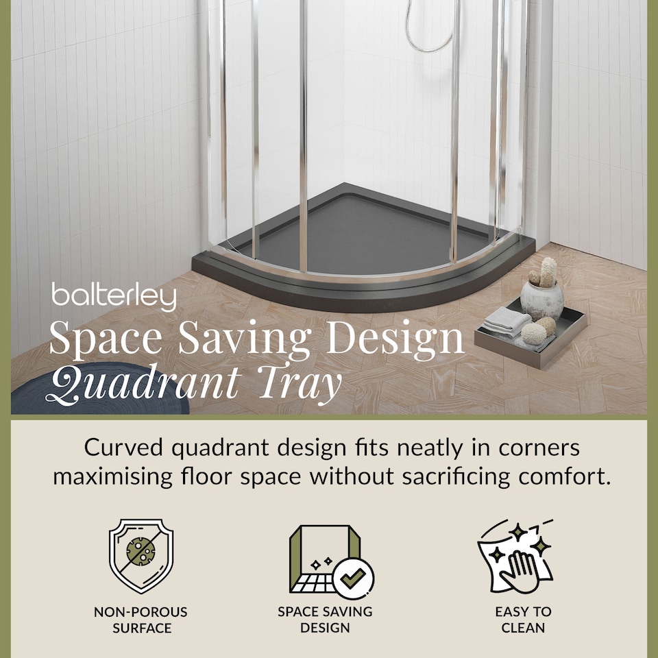 image 1 of Balterley Premium Quadrant Shower Tray | Grey | Grey Slate | 1