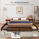 image 5 of COSTWAY Double Metal Bed Frame with 4 Underbed Drawers Brown