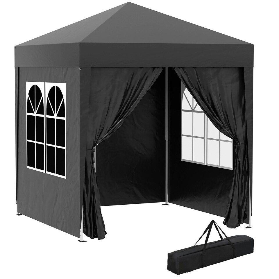 image 1 of Outsunny 2mx2m Pop Up Gazebo Party Tent Canopy Marquee with Storage Bag Black