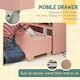 image 10 of HOMCOM Kids Bookcase, Toy Box w/ Storage Drawer, Wheels for Bedroom - Pink Pink