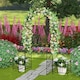 image 10 of COSTWAY Metal Garden Arbor Arch Trellis with 2 Side Planters