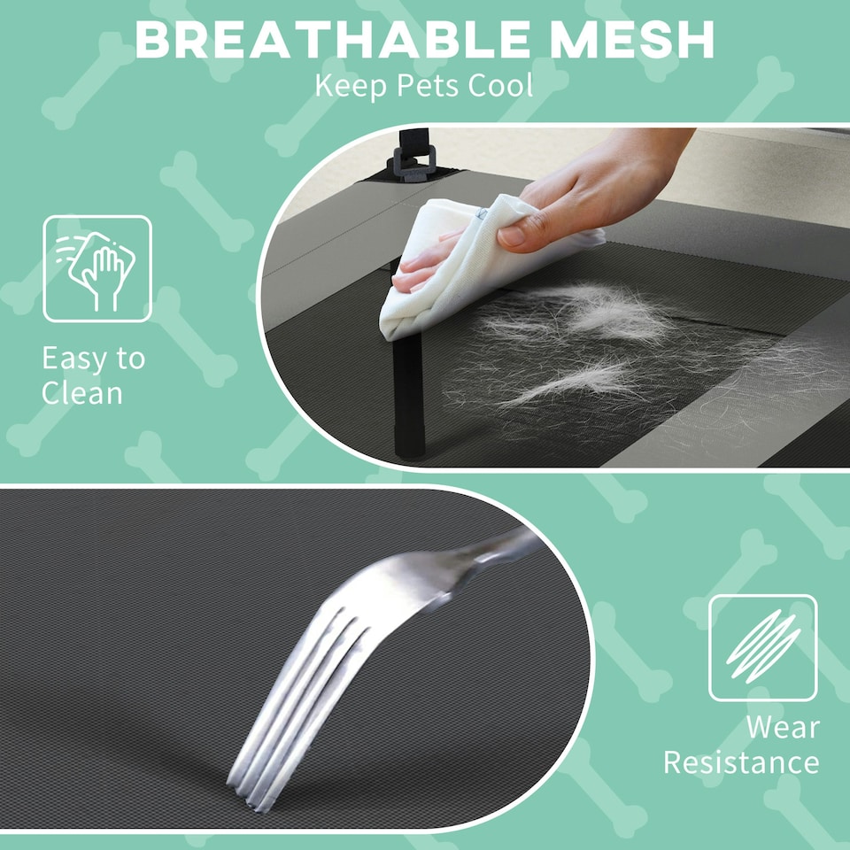 image 1 of PawHut Cooling Raised Dog Bed w/ Breathable Mesh, for M, L Dogs - Light Grey