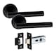 image 3 of Golden Grace 4 Pair of Straight T-Bar Design Door Handle On Round Rose Latch Door Handles with 2.5" Tubular Latch Black