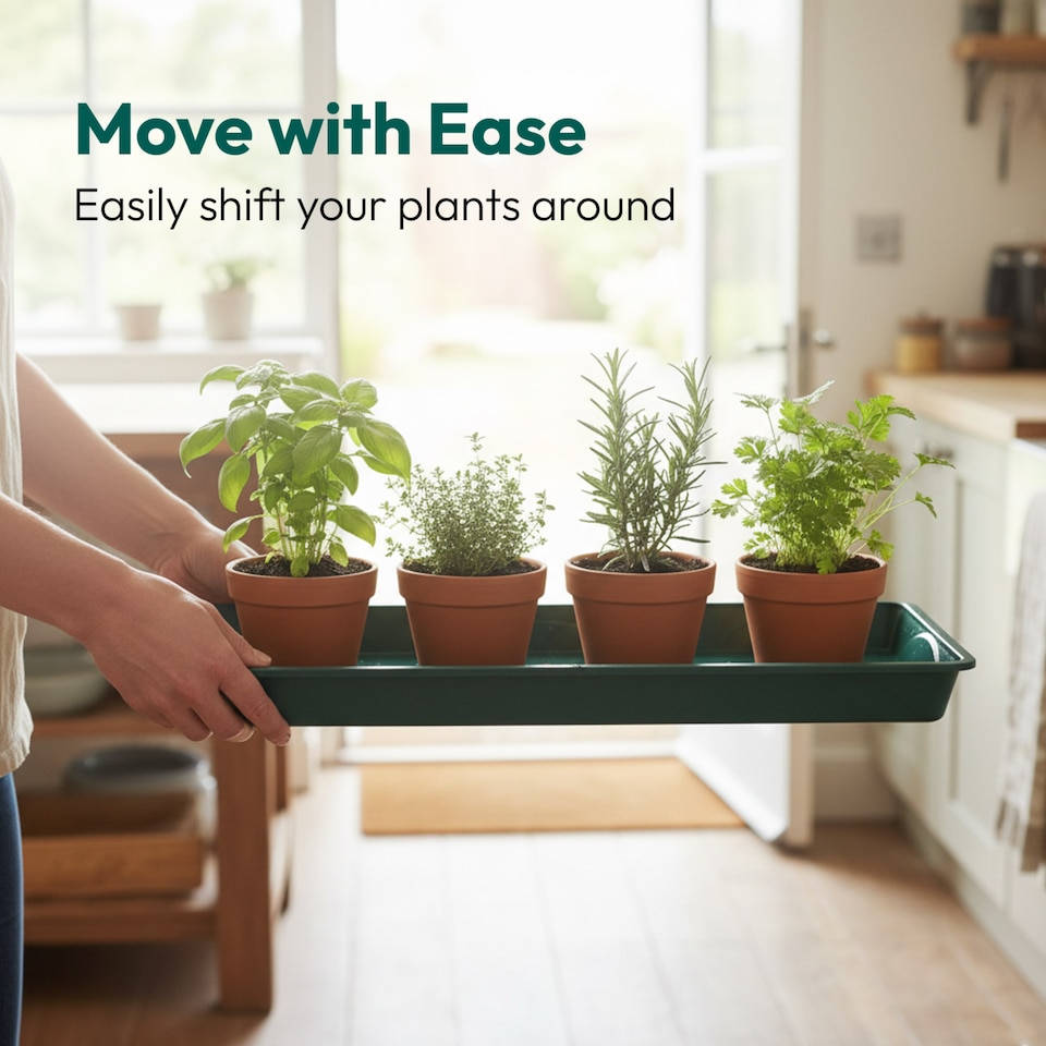 image 1 of 55cm Windowsill Plant Tray Plastic Drip Tray for Indoor Outdoor Plant Pots Pack of 9