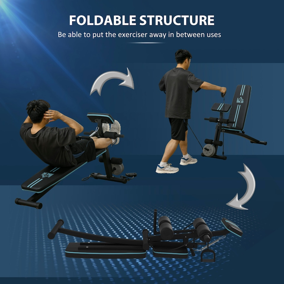 image 1 of HOMCOM Foldable Dumbbell Bench Weight Training, 7 Incline Adjustable, Blue