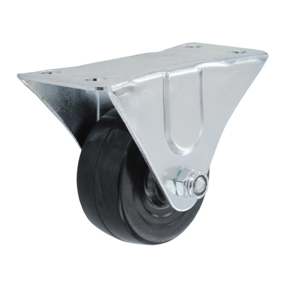 Smiths Ironmongery Rigid Rubber Castors - Steel/Black - 75mm