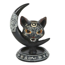 Something Different Black Cat & Moon Backflow Incense Burner - Black/White/Red - One Size